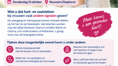 Lezing over hart en vaatziekten bij vrouwen