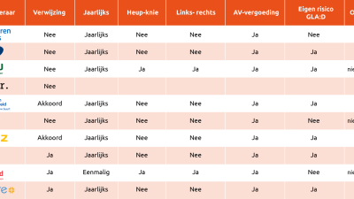 Overzicht GLA:D vergoedingen
